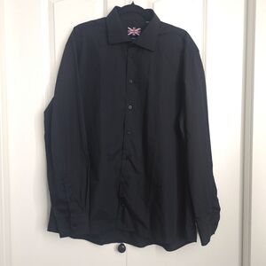 Soul Of London Black Men's Long Sleeve  Button Down Shirt Sz XXL 18-18.5 Neck